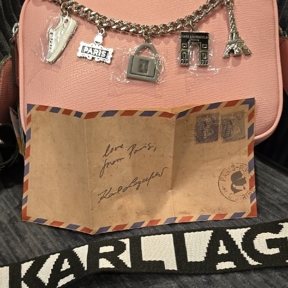 Karl Lagerfeld Pink Shoulder Bag with Silver Accents - Picture 9 of 10
